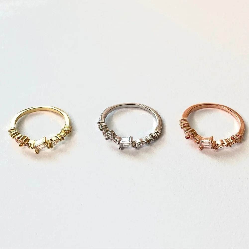 Grand Baguette Marquise Crystal Dainty SILVER Ring - Picture 5 of 5
